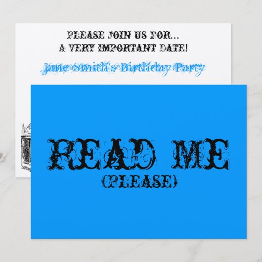 Alice in Wonderland Uitnodiging (Voorkant / Achterkant)