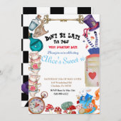 Alice in Wonderland Uitnodiging (Voorkant / Achterkant)