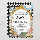 Alice in Wonderland Uitnodiging (Voorkant / Achterkant)