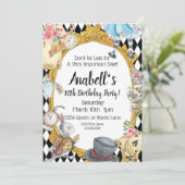 Alice in Wonderland Uitnodiging (Staand voorkant)