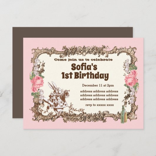 alice in wonderland - uitnodiging  (Voorkant / Achterkant)