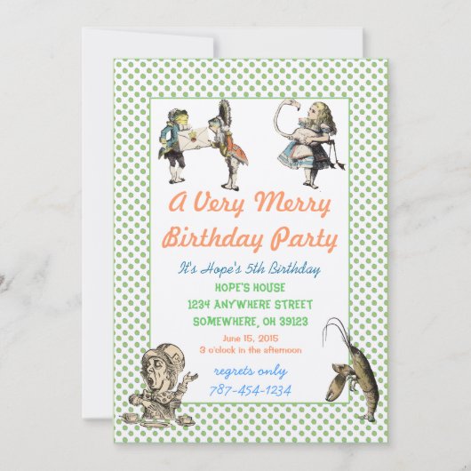 Alice in Wonderland Uitnodiging Dag Partij (Voorkant)