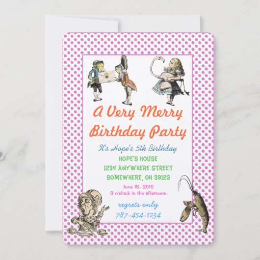 Alice in Wonderland Uitnodiging Dag Partij (Voorkant)