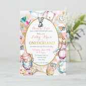 Alice in Wonderland uitnodiging, eerste verjaardag Kaart (Staand voorkant)