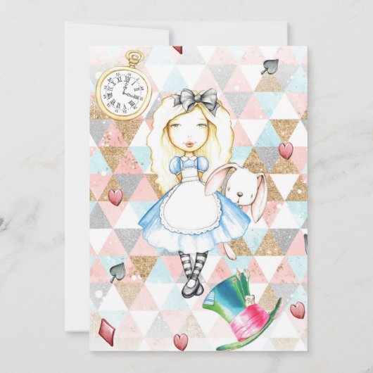 Alice in Wonderland uitnodiging, eerste verjaardag Kaart (Achterkant)