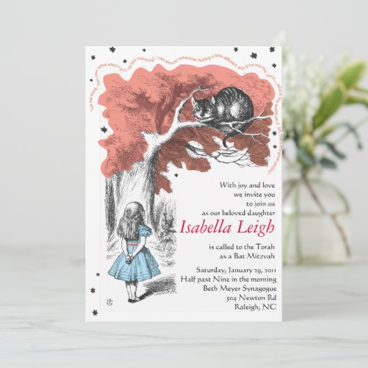 Alice in Wonderland - Uitnodiging om (Staand voorkant)