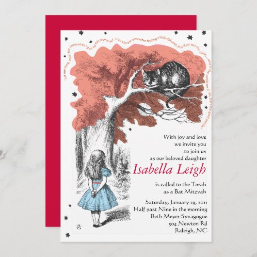 Alice in Wonderland - Uitnodiging om (Voorkant / Achterkant)