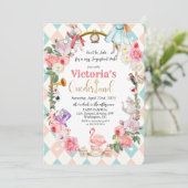 Alice in Wonderland -  uitnodiging op de dag van d (Staand voorkant)