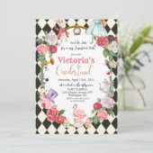 Alice in Wonderland -  uitnodiging op de dag van d (Staand voorkant)