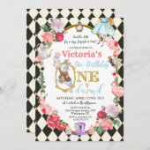 Alice in Wonderland -  uitnodiging op de dag van d (Voorkant / Achterkant)