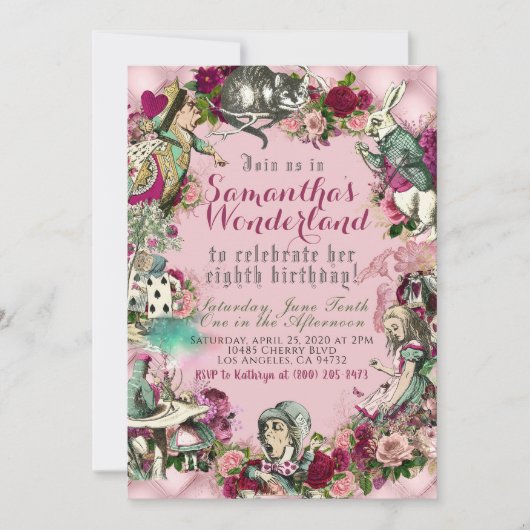 Alice in Wonderland - Uitnodiging op zaterdag (Voorkant)