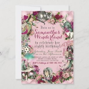 Alice in Wonderland - Uitnodiging op zaterdag