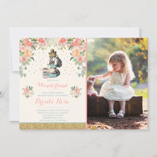 Alice in Wonderland - uitnodiging op zaterdag (Voorkant)