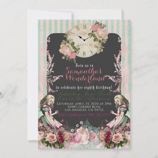  Alice in Wonderland - Uitnodiging op zaterdag (Voorkant)