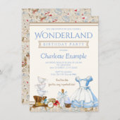 Alice in Wonderland - uitnodiging van de Birthday (Voorkant / Achterkant)