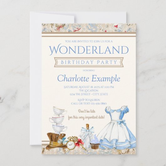 Alice in Wonderland - uitnodiging van de Birthday (Voorkant)