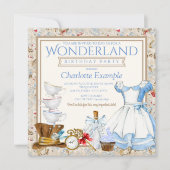 Alice in Wonderland - uitnodiging van de Birthday  (Voorkant)