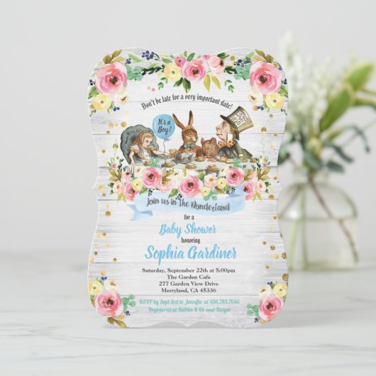 Alice in Wonderland, uitnodiging voor de douche va (Staand voorkant)