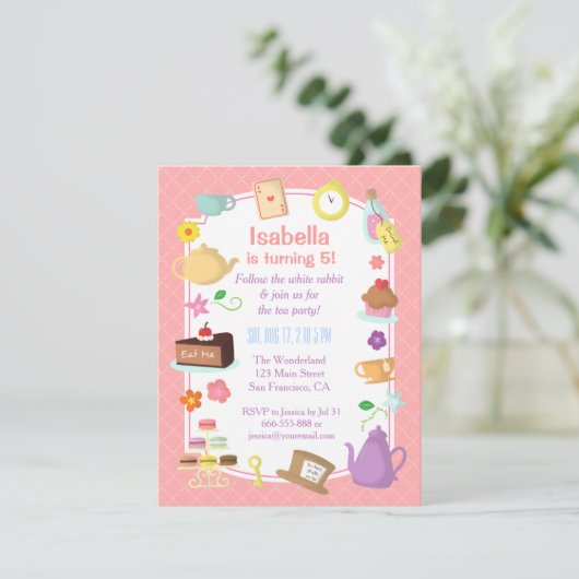 Alice in Wonderland - Uitnodigingen van de Dag van (Staand voorkant)