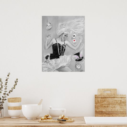 Alice in wonderland, vallend Poster (Keuken)