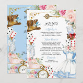 Alice in Wonderland Verjaardag Baby shower Menu (Voorkant / Achterkant)