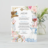 Alice in Wonderland Verjaardag Baby shower Menu (Staand voorkant)