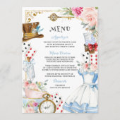 Alice in Wonderland Verjaardag Baby shower Menu (Voorkant)