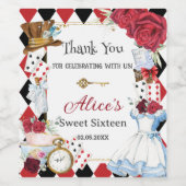 Alice in Wonderland Verjaardag Bruids Baby High Te Wijn Etiket (Enkel label)