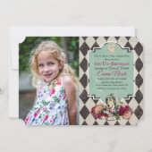 Alice in Wonderland Verjaardag Foto Uitnodiging (Voorkant)