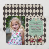 Alice in Wonderland Verjaardag Foto Uitnodiging (Voorkant / Achterkant)