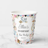 Alice in Wonderland Verjaardag High Tea Party Papieren Bekers (Voorkant)