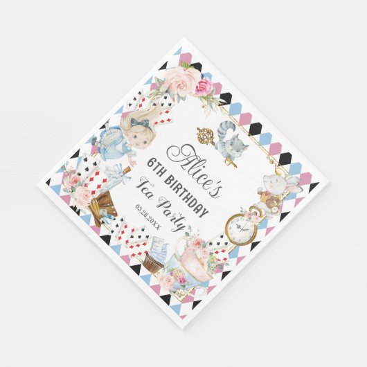 Alice in Wonderland Verjaardag High Tea Party Servet (Hoek)