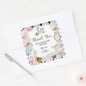 Alice in Wonderland Verjaardag High Tea Party Vierkante Sticker (Envelop)