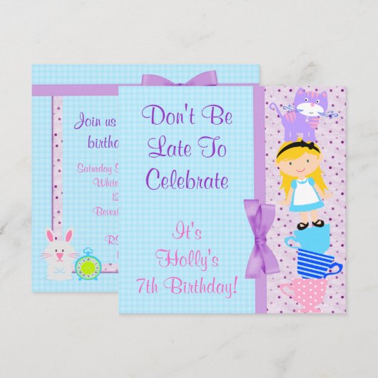 Alice in Wonderland - verjaardag Kaart (Voorkant / Achterkant)