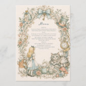 Alice in Wonderland Verjaardag Menu (Voorkant)