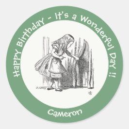 Alice in Wonderland Verjaardag of ander feestje Ronde Sticker