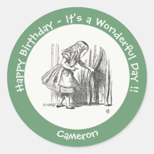 Alice in Wonderland Verjaardag of ander feestje Ronde Sticker