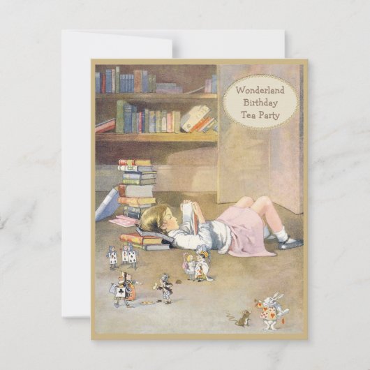 Alice in Wonderland - Verjaardagfeest Kaart (Voorkant)
