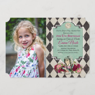 Alice in Wonderland Verjaardags Foto Uitnodiging