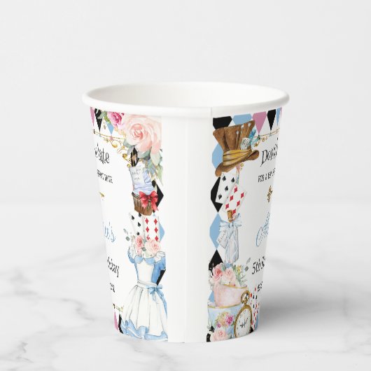 Alice in Wonderland Verjaardags-theeparty Papieren Bekers (Rechts)