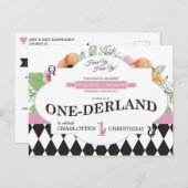 Alice In Wonderland Verjaardags Uitnodiging (Voorkant / Achterkant)