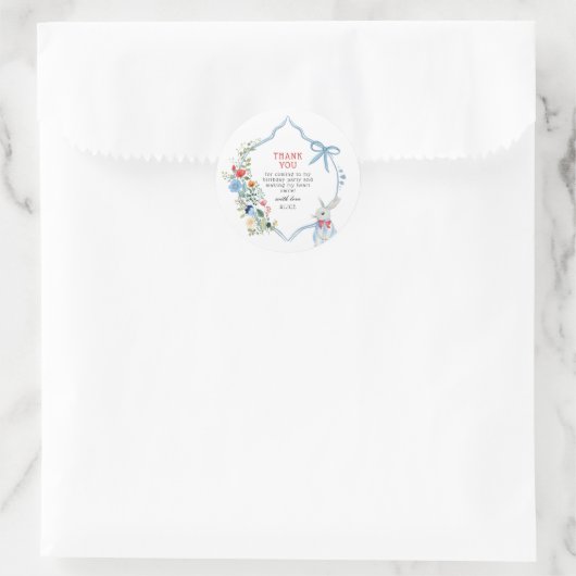 Alice in Wonderland Verjaardagsfeest Dank u wel Ronde Sticker (Tas)