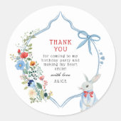 Alice in Wonderland Verjaardagsfeest Dank u wel Ronde Sticker (Voorkant)