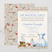 Alice in Wonderland Verjaardagsfeest Uitnodiging (Voorkant / Achterkant)