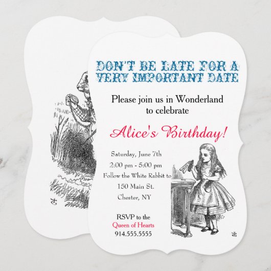 Alice in Wonderland verjaardagsfeestje, aangepast Kaart (Voorkant / Achterkant)