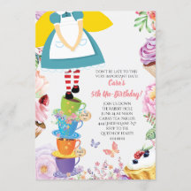 Alice in Wonderland Verjaardagsfeestje Uitnodiging