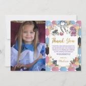 Alice in Wonderland Verjaardagsfoto Afbeelding Bedankkaart (Voorkant)