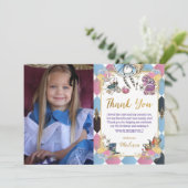 Alice in Wonderland Verjaardagsfoto Afbeelding Bedankkaart (Staand voorkant)