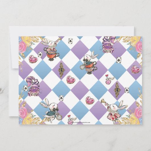 Alice in Wonderland Verjaardagsfoto Afbeelding Bedankkaart (Achterkant)