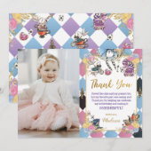 Alice in Wonderland Verjaardagsfoto Dank je kaart (Voorkant / Achterkant)